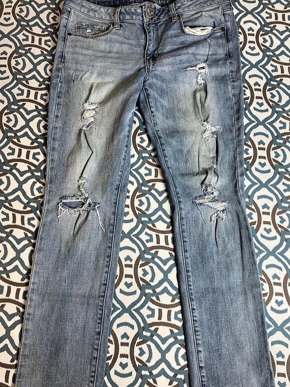 Womens American Eagle Outfitters Skinny Distressed Blue Jeans Waist 14